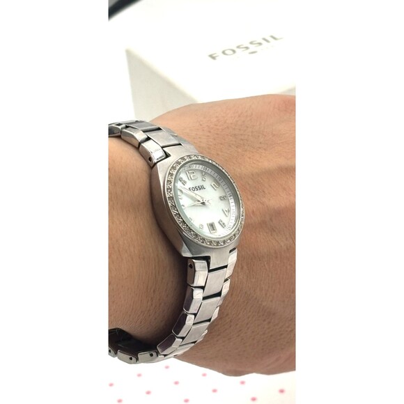 Fossil Women's Colleague Quartz Stainless Steel Three-Hand Watch AM4141 Working - Picture 10 of 16